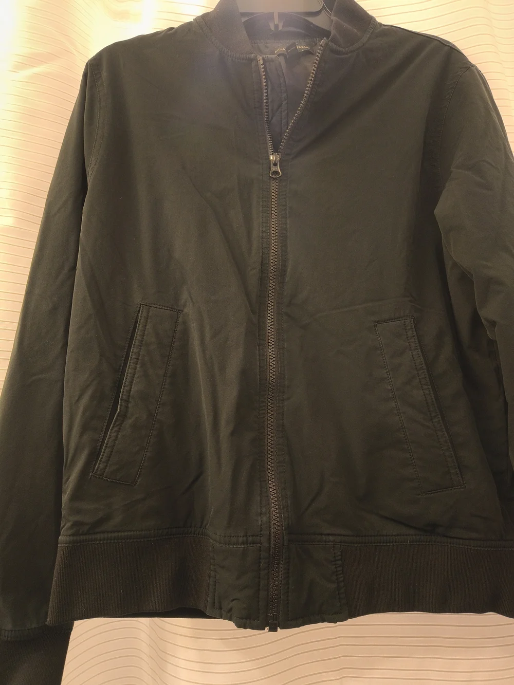 Banana Republic Men's Forest Green Zip-Up Bomber Sweater
